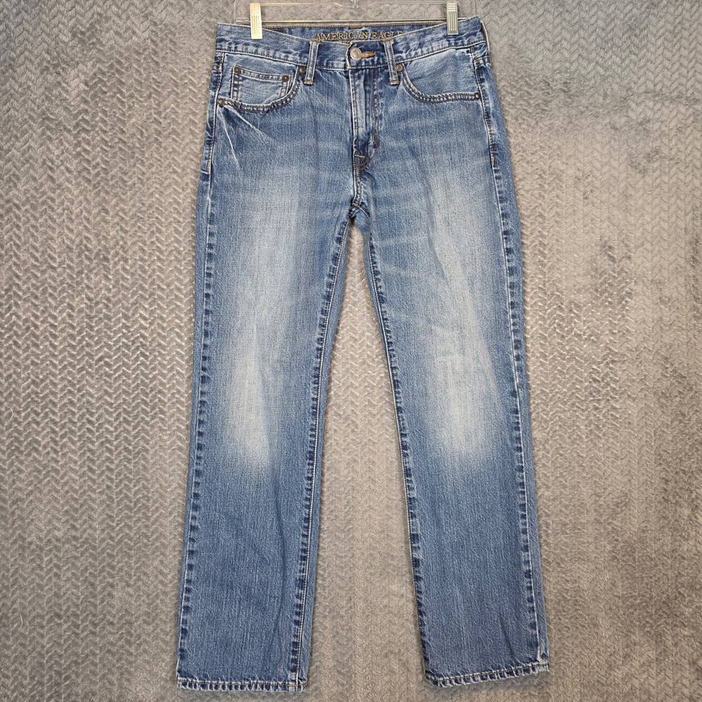 American Eagle Mens Original Straight Leg Jeans Medium Wash Blue 29x30 Cotton